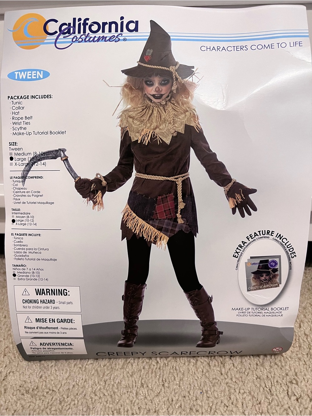 California Costumes Brown and Tan Tween Creepy Scarecrow Costume